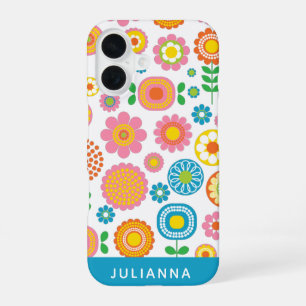 Colourful Cute Chic Geometric Floral Personalized iPhone 16 Case
