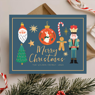 Colourful Cute Christmas Noel Nutcracker Cookie Holiday Card