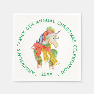 Colourful Cute Christmas Unicorn Napkin