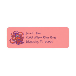 Colourful Cute Comical Octopus Octopi LABEL