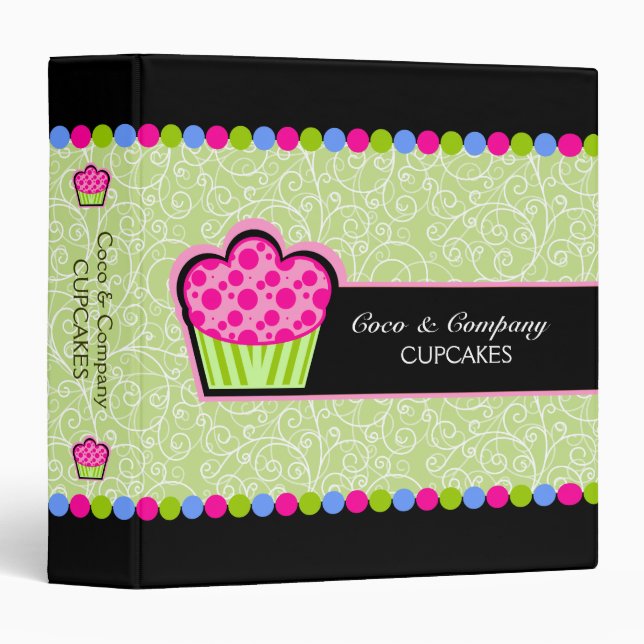 Colourful Cute Cupcake Bakery 1.5 in. Binder (Front/Spine)