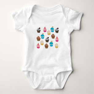 Colourful Cute Cupcakes Pattern Baby Bodysuit