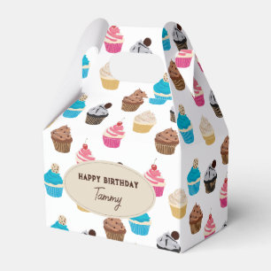 Colourful Cute Cupcakes Pattern Birthday Party Favor Box