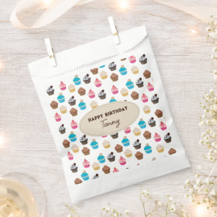 Colourful Cute Cupcakes Pattern Birthday Party Favour Bag