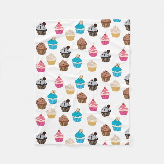 Colourful Cute Cupcakes Pattern  Fleece Blanket (Front)