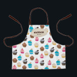 Colourful Cute Cupcakes Pattern Monogram Apron<br><div class="desc">A colourful cute cupcake pattern design featuring different kinds of flavoued cupcakes. A perfect design for anyone who adores cupcakes, food art, baking, desserts etc. An adorable colourful cupcake pattern design with different cupcake flavours such as chocolate, vanilla, cherry, blueberry, cookies etc. Ideal gift or home décor for anyone who...</div>
