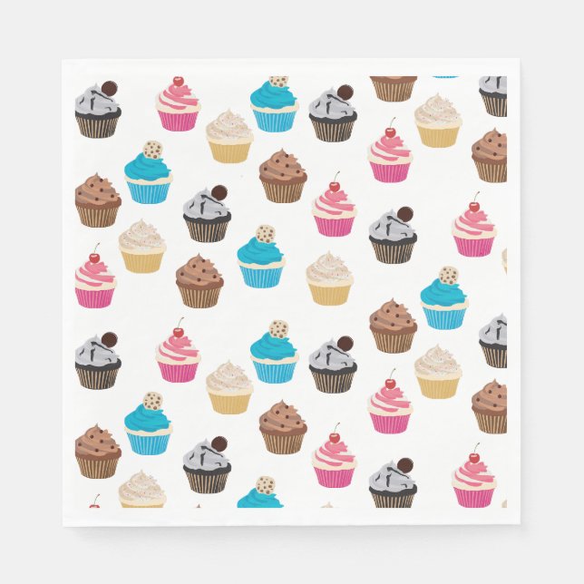 Colourful Cute Cupcakes Pattern  Napkin (Front)