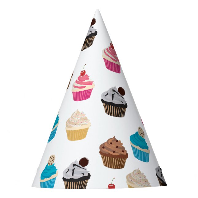 Colourful Cute Cupcakes Pattern  Party Hat (Front)