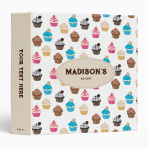 Colourful Cute Cupcakes Pattern Recipe Binder