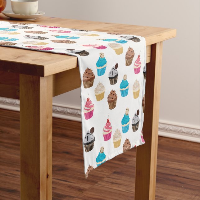 Colourful Cute Cupcakes Pattern  Short Table Runner (In Situ)