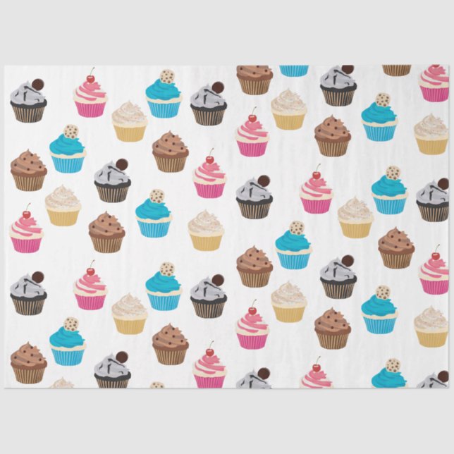 Colourful Cute Cupcakes Pattern  Tissue Paper (Front)