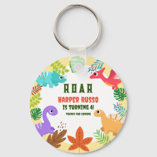 Colourful Cute Dino Birthday Party Keychain