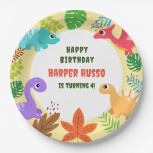 Colourful Cute Dinosaur Birthday Party  Paper Plate