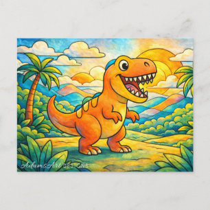 Colourful Cute Dinosaur Kids Holiday Postcard