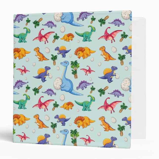 Colourful Cute Dinosaur Pattern Binder (Front/Inside)