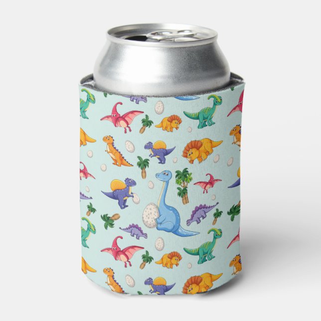 Colourful Cute Dinosaur Pattern Can Cooler (Can Front)