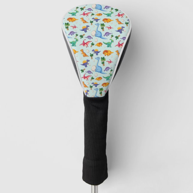 Colourful Cute Dinosaur Pattern Golf Head Cover (Front)