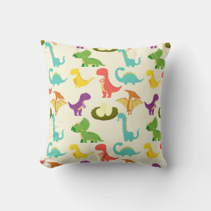 Colourful Cute Dinosaur Throw Pillow
