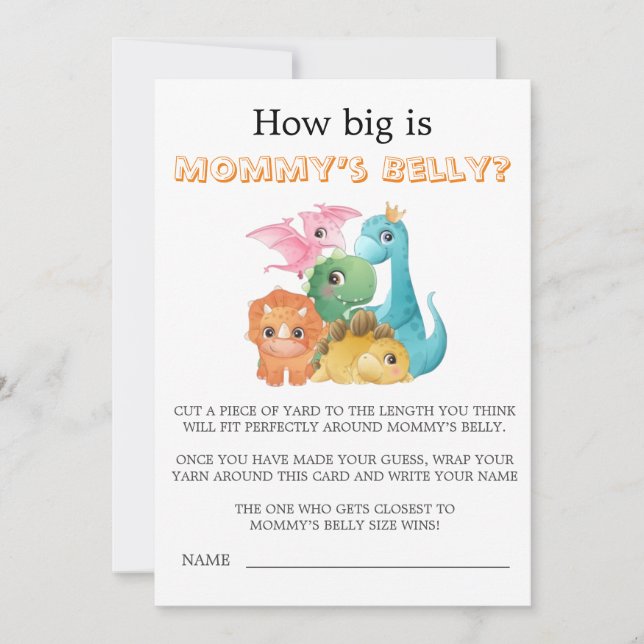 Colourful Cute Dinosaurs How Big Is Mommy’s Belly (Front)