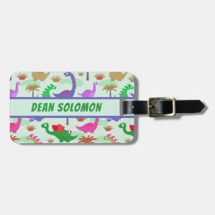 Colourful Cute Dinosaurs Personalized Address Luggage Tag
