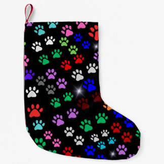 Colourful Cute Dog Paws Small Christmas Stocking