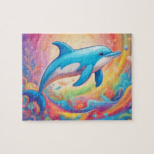 Colourful Cute Dolphin Jigsaw Puzzle