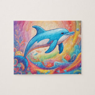 Colourful Cute Dolphin Jigsaw Puzzle
