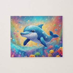 Colourful Cute Dolphin Jigsaw Puzzle