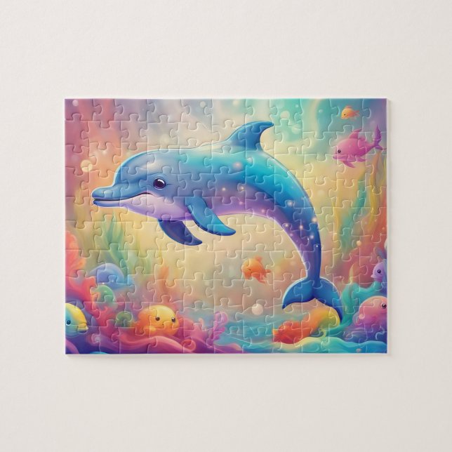 Colourful Cute Dolphin Jigsaw Puzzle (Horizontal)