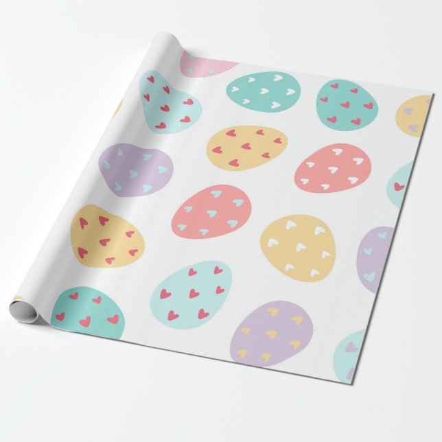 Colourful Cute Easter Eggs Pattern Wrapping Paper (Unrolled)