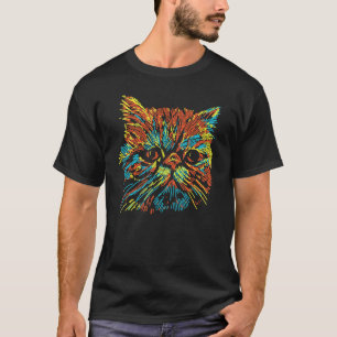 colourful cute Exotic Shorthair cat art for lovers T-Shirt