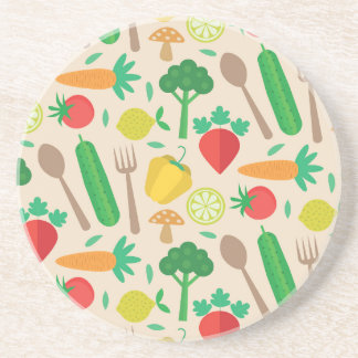 Colourful Cute Farmer's Market Vegetable Pattern Coaster