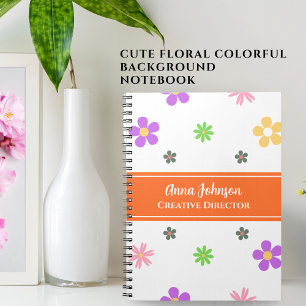 Colourful Cute Floral Design Personalized Name Notebook