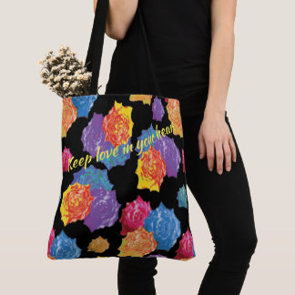 Colourful Cute Floral Rose Tote Bag