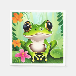 Colourful cute frog napkin