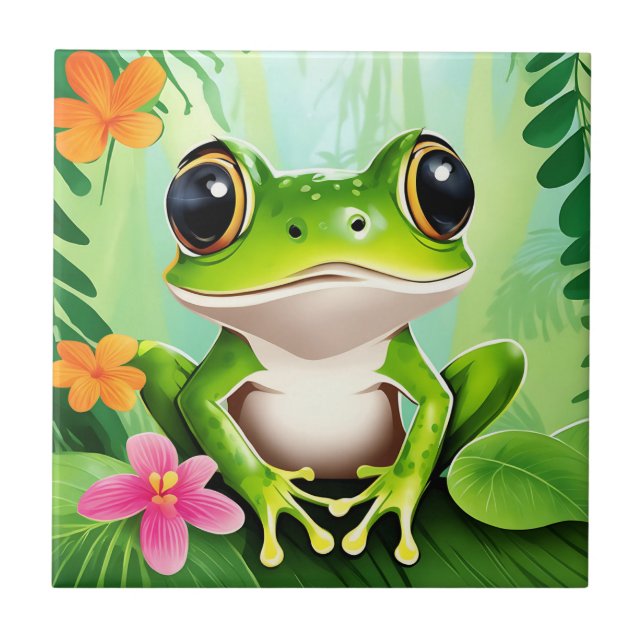 Colourful cute frog tile (Front)