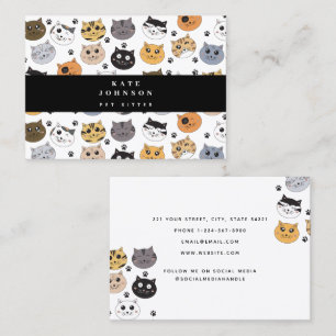 Colourful Cute Funny Cats & Paw Pattern Business Card