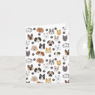 Colourful Cute Funny Dogs & Dog Paw Pattern Card