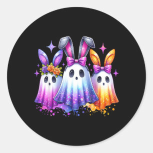 Colourful Cute Ghost Bunny Ears Soky Easter Rabbit Classic Round Sticker