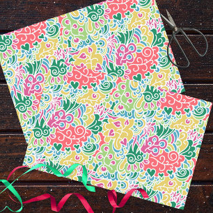 Colourful Cute Groovy Joyful Doodle Art Pattern Tissue Paper