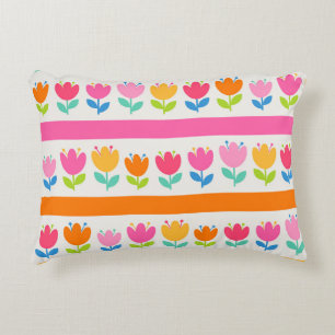 Colourful cute hand drawn tulips seamless pattern accent pillow