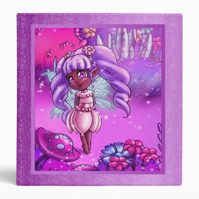 Colourful Cute Happy African American Fairy Binder (Front)