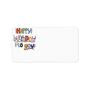 Colourful Cute Happy Birthday to You Label