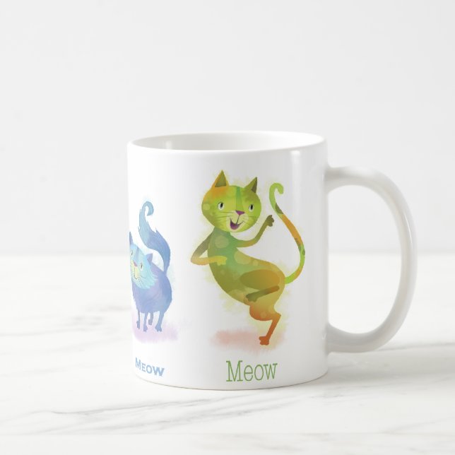 Colourful Cute Happy Cats Mug (Right)