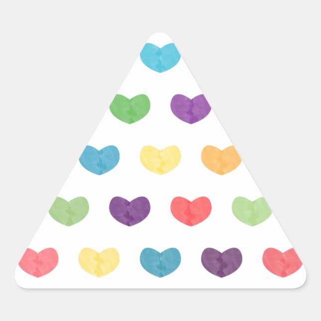 Colourful Cute Hearts VI Triangle Sticker (Front)
