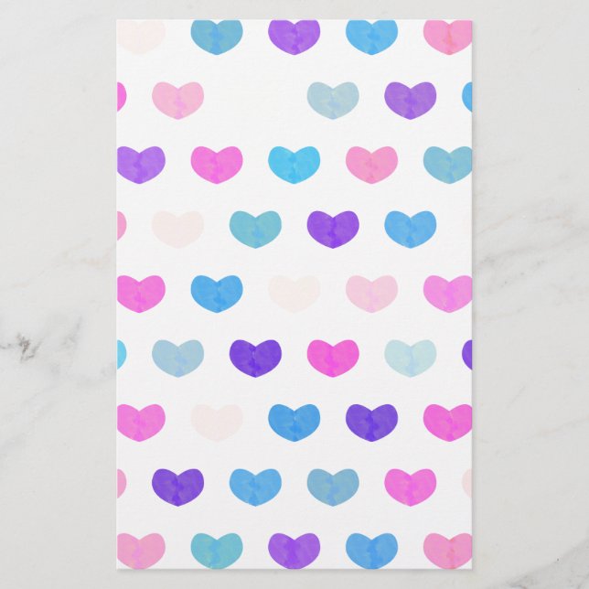 Colourful Cute Hearts VIII Stationery (Front)