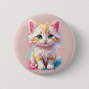 Colourful Cute Kawaii Kitten 2 Inch Round Button