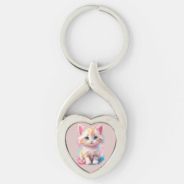 Colourful Cute Kawaii Kitten Keychain (Front)