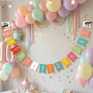 Colourful Cute Kids Photo Happy Birthday Bunting B Flags