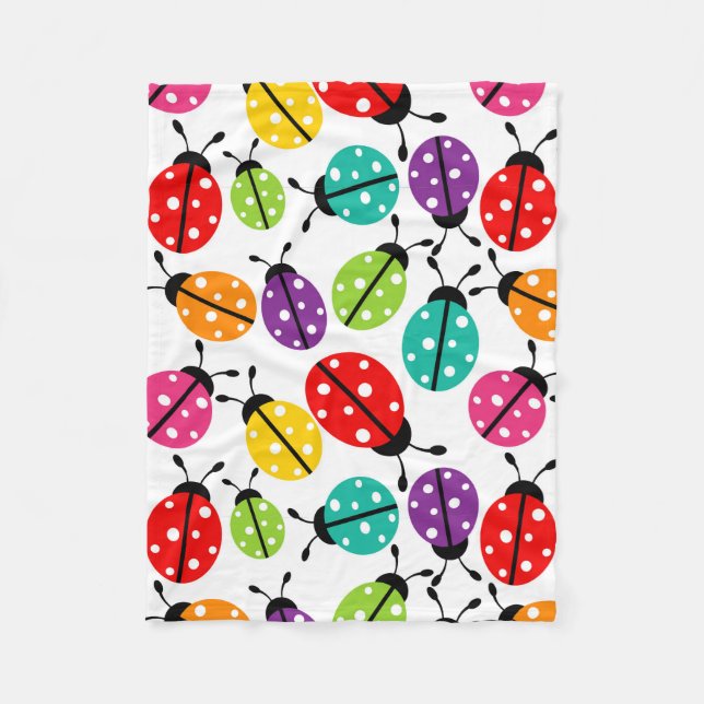 Colourful Cute Lady Bug Seamless Pattern Fleece Blanket (Front)